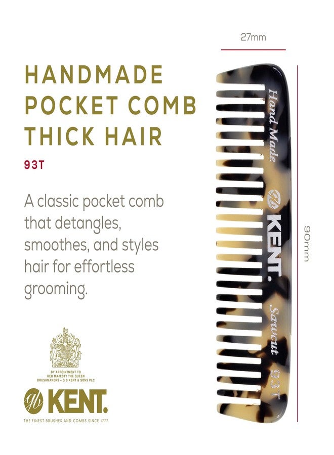 Kent 93T White Tokyo Wide Tooth Small Comb for Men's Mustache and Beard Grooming, Pocket Sized Detangler Travel Comb, Saw-Cut and Polished, Handmade in England - Image 2